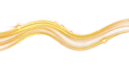 A flowing wave of golden light on a transparent background.