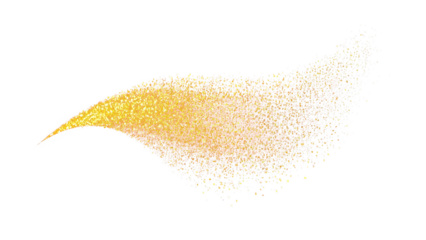 A swirling cloud of golden glitter dust on a transparent background.
