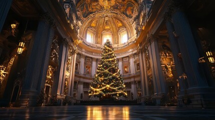 Fototapeta premium Christmas tree in grand cathedral