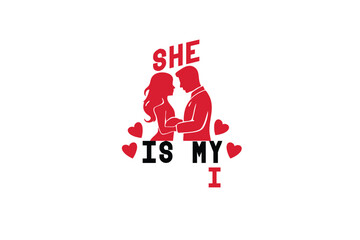 Happy Valentine's Day illustration Romantic silhouette of a loving couple