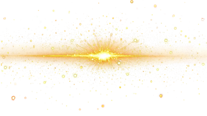 A streak of golden light with scattered sparkles on a transparent background.