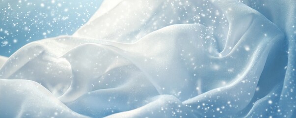 Winter Wonderland: Soft, Flowing Fabric Draped in Sparkling Snow, Evoking Serenity and Peace, A Visual Poem of Winter's Beauty