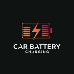 Fototapeta premium electric car charging logo, Modern vehicle battery charging logo.