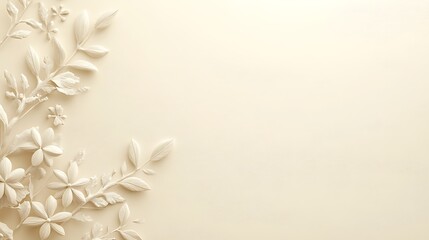 Obraz premium Elegant cream floral design with leaves and flowers