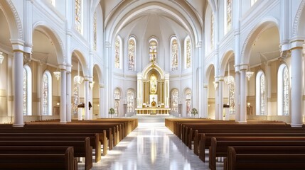Fototapeta premium Grand church interior, serene and peaceful