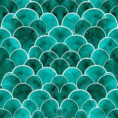 Fototapeta premium seamless pattern with a style reminiscent of fish scales or mermaid scales. The layout consists of overlapping semi-circular shapes arranged in a repetitive, orderly fashion