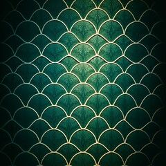 Obraz premium seamless pattern with a style reminiscent of fish scales or mermaid scales. The layout consists of overlapping semi-circular shapes arranged in a repetitive, orderly fashion