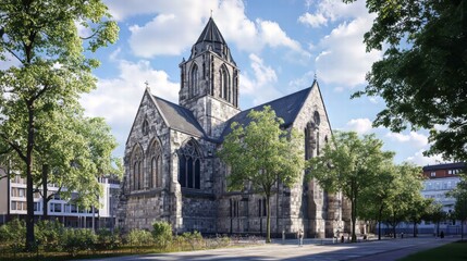 Fototapeta premium Stone church on a sunny day