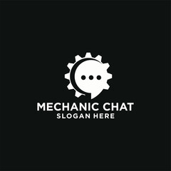 Mechanic conversation logo, chat logo symbol, conversation with the nearest repair shop.