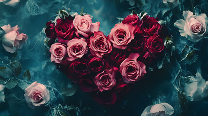 A heart made of roses.