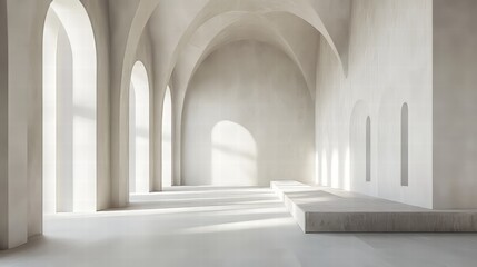 Naklejka premium Sunlit minimalist interior space