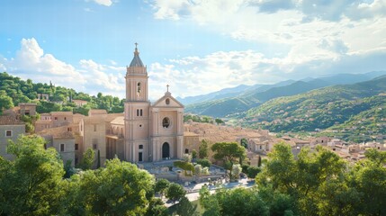 Cathedral Town Nestled Mountains 