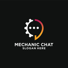 Mechanic conversation logo, chat logo symbol, conversation with the nearest repair shop.