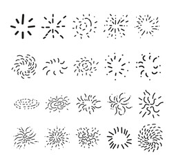 Obraz premium Hand-drawn fireworks line element for poster element, flyer element, or social media element