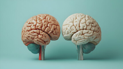 Two human brains, side-by-side comparison.