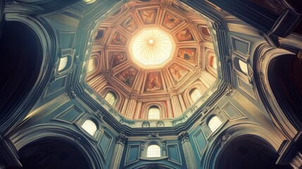 Fototapeta premium Ornate dome and frescoes in a church