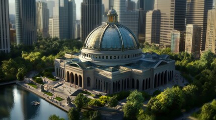 Fototapeta premium Grand dome building in city park