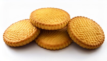 "Golden Butter Biscuits on a Pristine White Background"