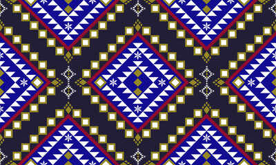 pattern geometric designs with red,blue ,white and yellow on dark blue background , design for fabric or various pattern printing works.