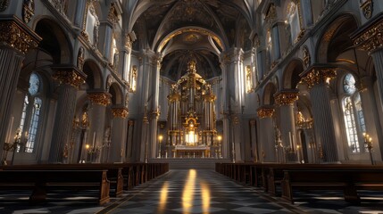 Fototapeta premium Grand cathedral interior, ornate details
