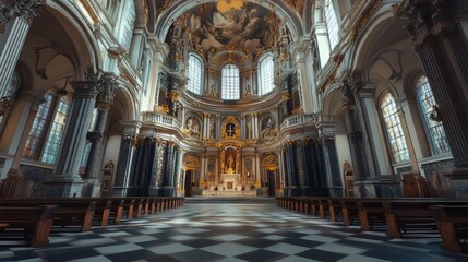 Fototapeta premium Grand cathedral interior, ornate details