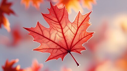 A Single Red Maple Leaf in Autumn