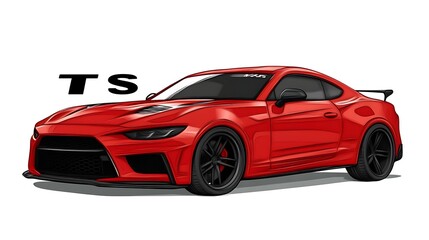 Obraz premium Red Sports Car Design Modern Coupe Illustration