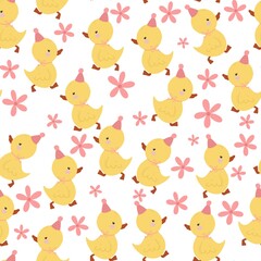 Obraz premium seamless pattern with yellow birds