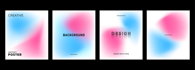 Obraz premium Abstract gradient poster background vector set. minimalist style cover template. Ideal design for covers banners, social media, flyers and others 