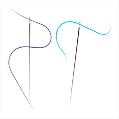 Needle and red,blue and black thread isolated on white background. Use for Tailor and Fashion icon.