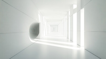 Obraz premium 3D render of an abstract futuristic background with white lines and empty space