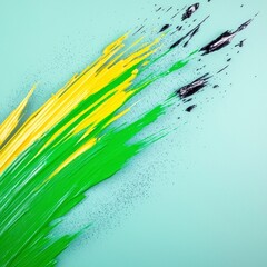 Abstract Green Yellow Paint Strokes  Grunge Texture Background