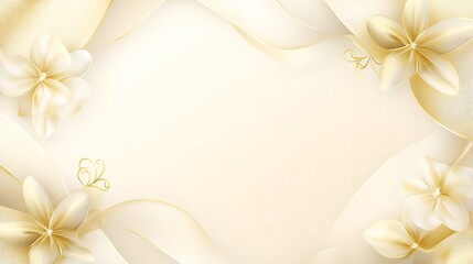 Elegant Cream Flowers and Swirling Gold Design