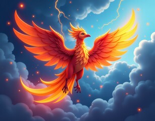 Fototapeta premium Majestic Phoenix Soaring Through the Heavens