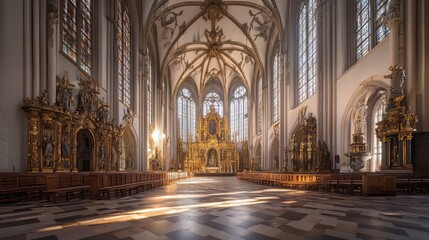 Fototapeta premium Sunlit grandeur of a historic church