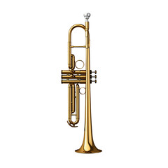 Sleek and Sophisticated Brass Trumpet on White Background Showcasing Musical Craftsmanship and Elegance