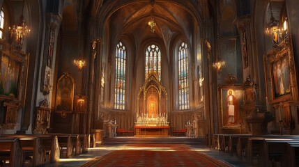Obraz premium Serene interior of a grand church