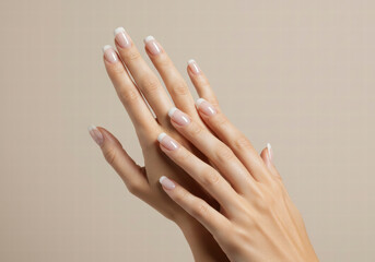 Elegant Manicure: Glossy Nails on Well-Cared Hands