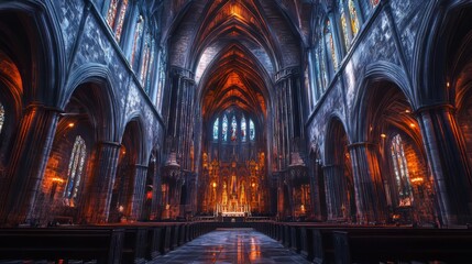 Gothic cathedral interior, majestic view