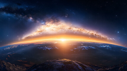 Fototapeta premium Landscape featuring the Milky Way galaxy at night