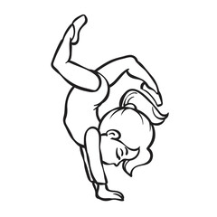 Gymnast in a bendable position. drawing with line art. simple design. vector illustrations