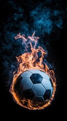 Fototapeta premium Fiery Soccer Ball in Motion Dynamic Sports Image