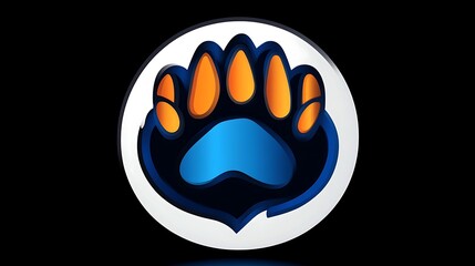 Stylized Blue and Orange Animal Paw Print Design