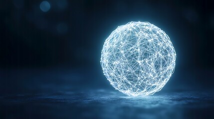 Glowing Network Sphere on Dark Background, illustrating global connection, for technology concepts