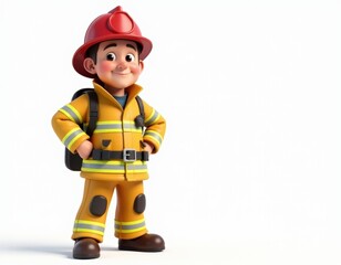 Cute Cartoon Firefighter Character