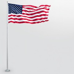 Fototapeta premium Waving American Flag on Flagpole Patriotism USA Symbol