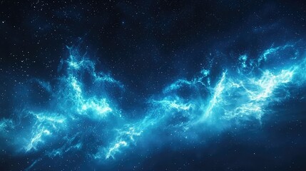 Ethereal Blue Cosmic Cloud with Stars and Galactic Elements
