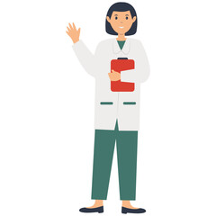 Hospital Staff Cartoon Character. Isolated on White Background. Vector Illustration