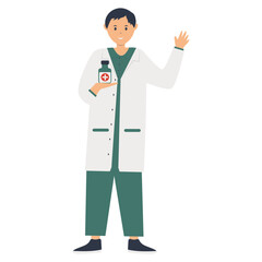 Hospital Staff Cartoon Character. Isolated on White Background. Vector Illustration