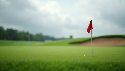 Obraz premium Golf Flagstick on a Cloudy Day